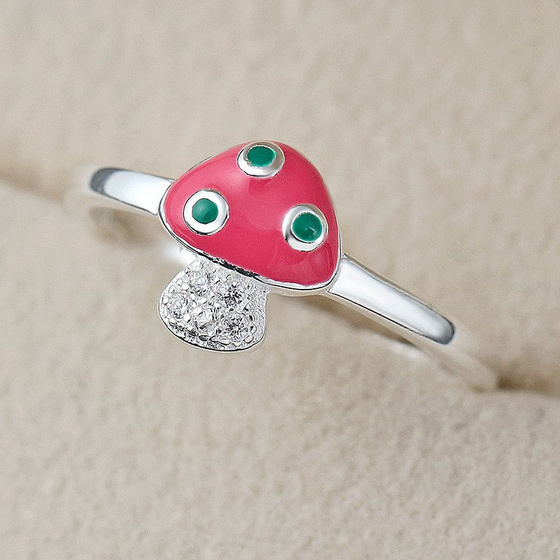 Srebrny Pierścionek Muchomor Regulacja Rozmiaru