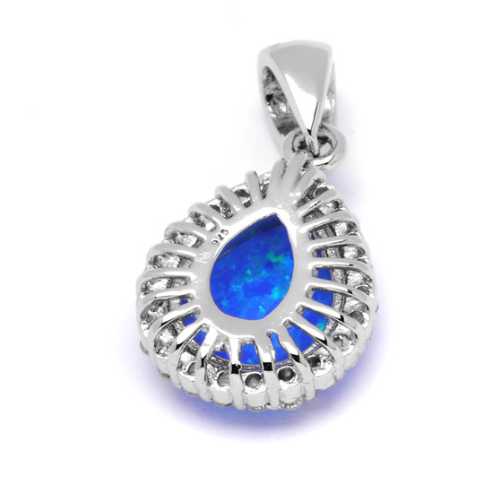 Srebrna Zawieszka z Niebieskim Opalem i Cyrkoniami