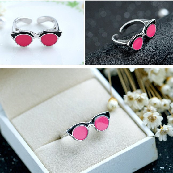 Srebrny Pierścionek Okulary Regulacja Rozmiaru