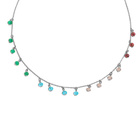 Srebrny Naszyjnik Kolorowe Kamienie