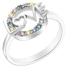 Pierścionek Srebrny z Kolorowymi Cyrkoniami LOVE