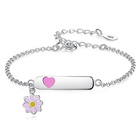Bransoletka Srebrna z Różowym Kwiatuszkiem