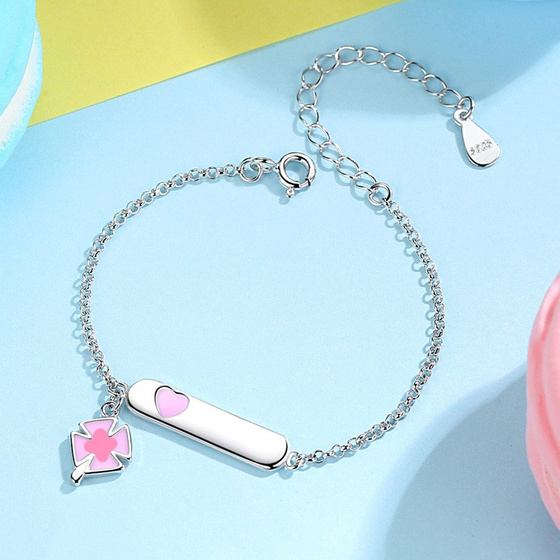 Bransoletka Srebrna Różowa Koniczynka