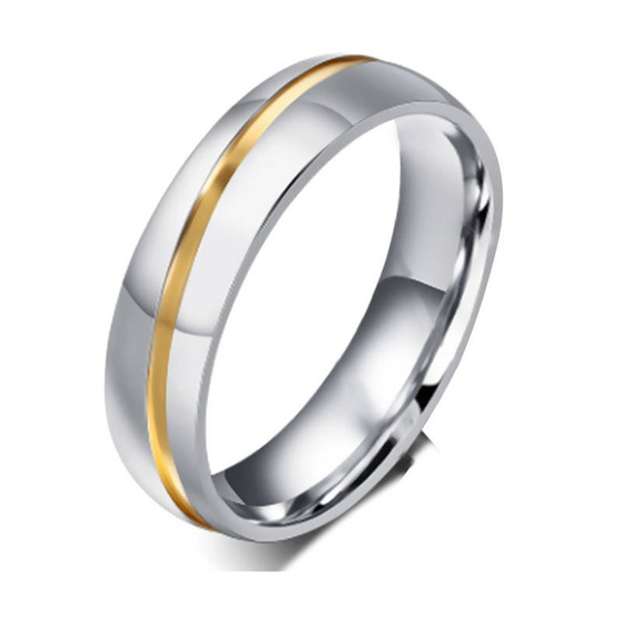 Obrączka ze Stali Szlachetnej ze Złotą Aplikacją