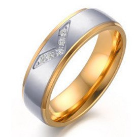 Złota Obrączka ze Stali Chirurgicznej z Cyrkoniami