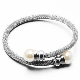 Bransoletka z Pleciona z Perłami Stal Szlachetna