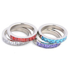 Pierścionek Obrączka z Fioletowymi Cyrkoniami