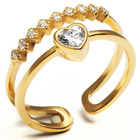 Pierścionek Srebrny Pozłacany Serce z Cyrkoniami