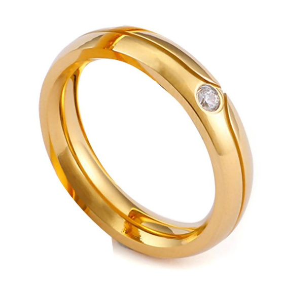 Złota Obrączka z Diamentową Cyrkonią