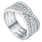 Obrączka Srebrna Przeplatana z Białymi Cyrkoniami