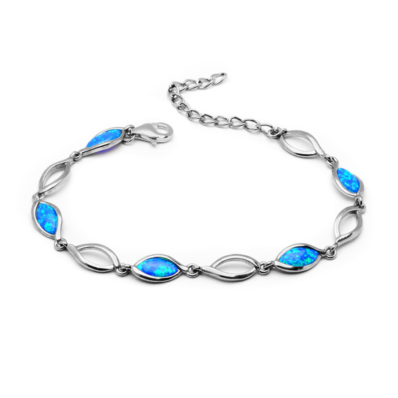 Srebrna Bransoletka z Niebieskim Opalem