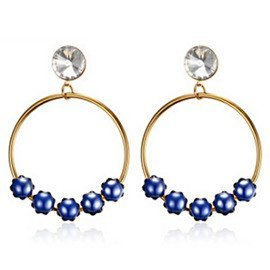Kolczyki Koła Ozdobione Niebieskimi Kamieniami