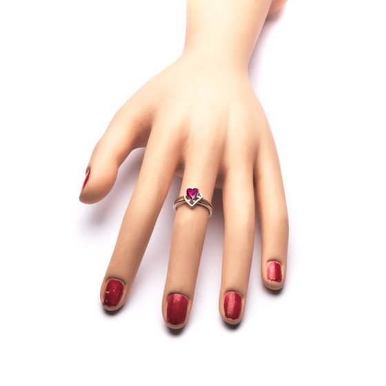 Pierścionek Srebrny Rubione Serce