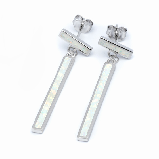 Srebrne Kolczyki z Białym Opalem