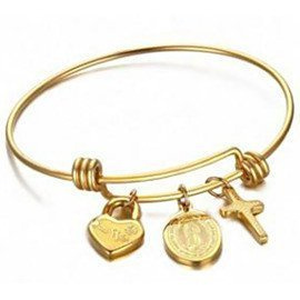 Bransoletka z Bozią Krzyżyk Kłódka z Serduszkiem