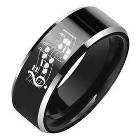 Czarna Obrączka Nuty z Wolframu Damsko Męska