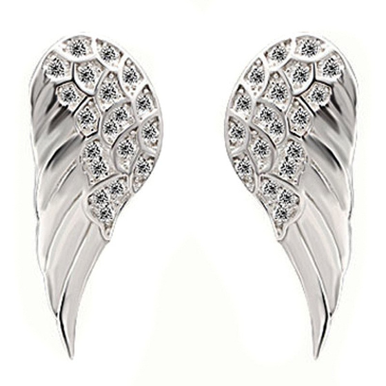 Srebrne Kolczyki Skrzydła z Cyrkoniami