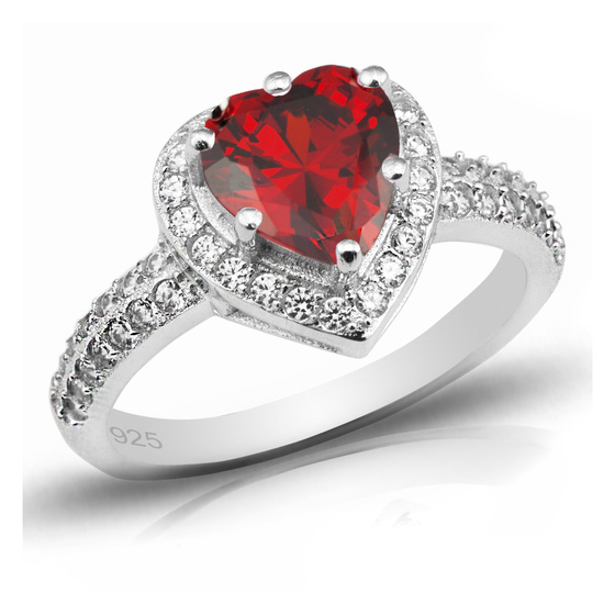 Pierścionek Srebrny z Czerwonym Sercem