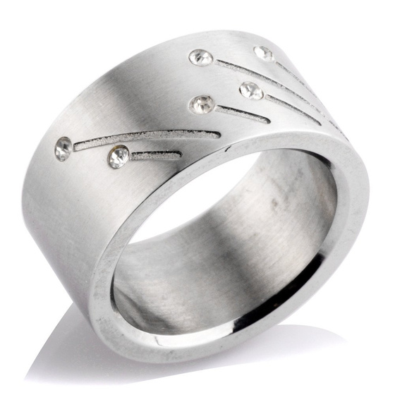 Obrączka z cyrkoniami Stal Szlachetna