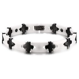 Bransoletka z Białą Czarną Ceramiką i Magnesami