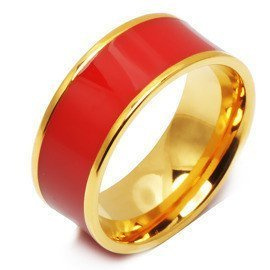 Czerwona Obrączka Pokryta Złotem Stal Chirurgiczna