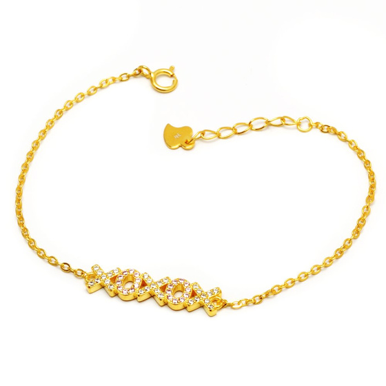 Pozłacana Srebrna Bransoletka Krzyżyki i Kółka