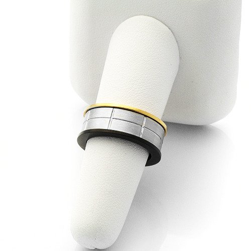 Pierścionek Obrączka Stal Szlachetna Trikolor