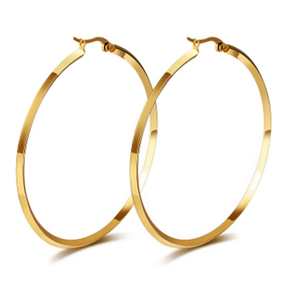 Złote Kolczyki ze Stali Szlachetnej Duże Koła