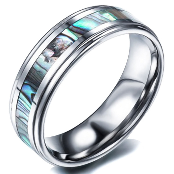 Obrączka z Wolframy z Perłową Aplikacją