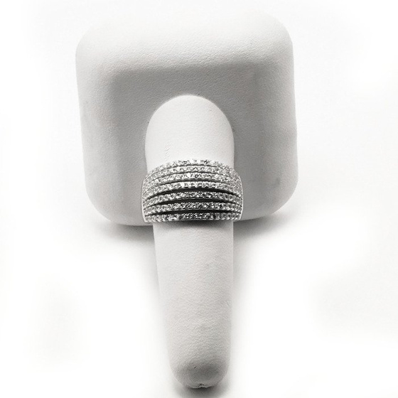 Szeroka Srebrna Obrączka Wysadzana Cyrkoniami