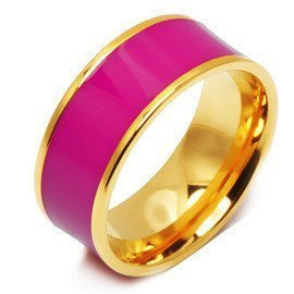 Fioletowa Obrączka Pokryta Złotem Stal Szlachetna