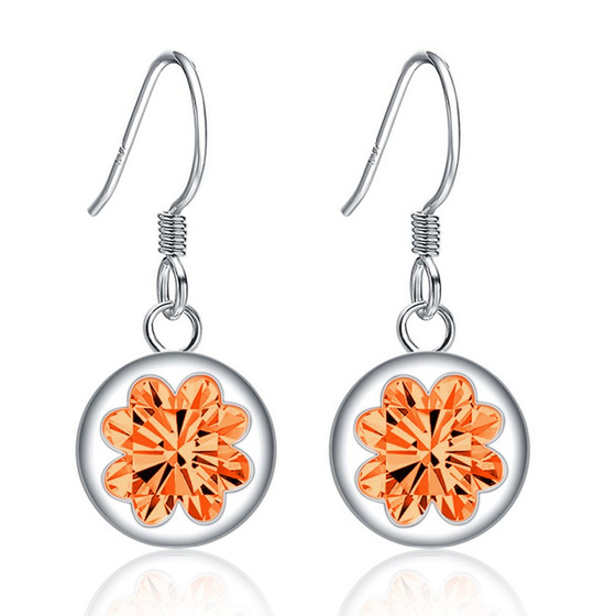 Srebrne Kolczyki z Pomarańczowymi Cyrkoniami