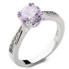 Srebrny Pierścionek z Lawendową Okrągłą Cyrkonią