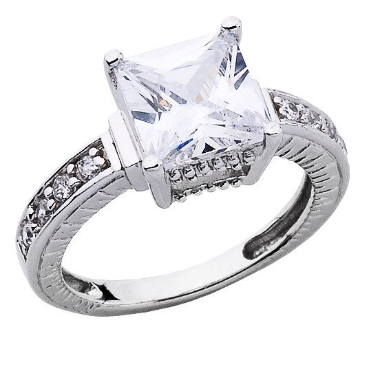 Pierścionek Srebrny z Kwadratową Cyrkonią