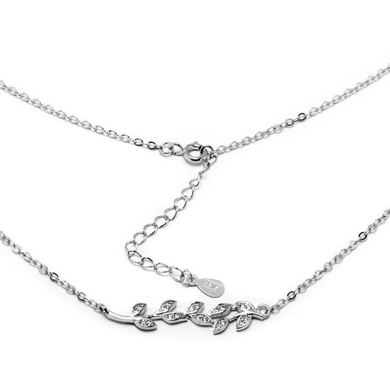 Srebrny Naszyjnik Gałązka z Cyrkoniami