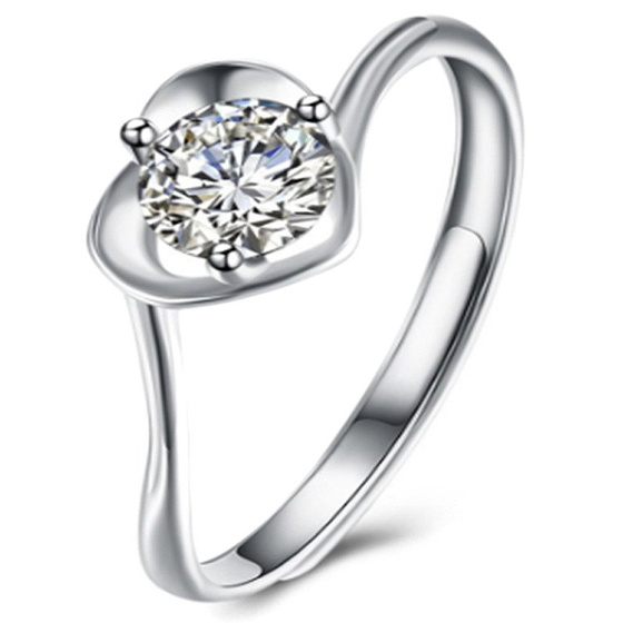 Pierścionek Srebrny Serce Regulowany Rozmiar