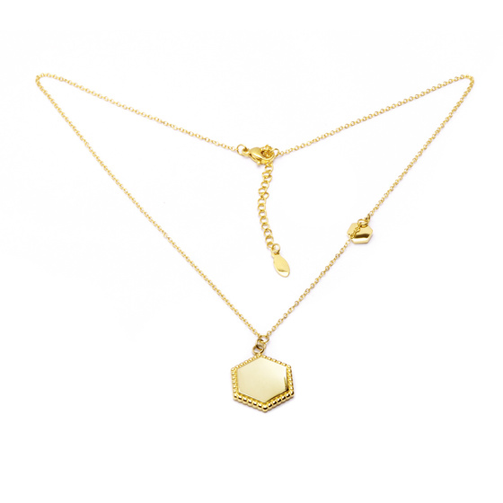 Złoty Naszyjnik Sześciokąty Stal Szlachetna