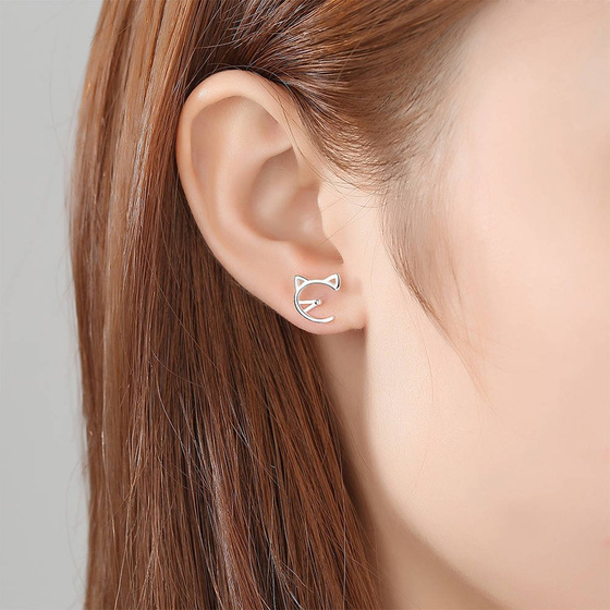 Srebrne Kolczyki Kotki