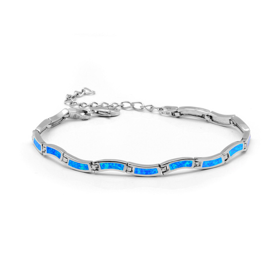 Srebrna Bransoletka z Niebieskim Opalem