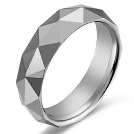Męsko Damska Obrączka z Wolframu z Fasetkami