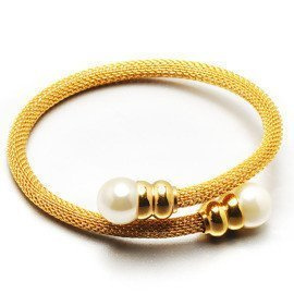 Bransoletka z Pleciona z Perłami Stal Szlachetna