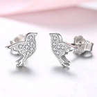 Srebrne Kolczyki Ptaszki z Cyrkoniami