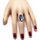 Srebrny Pierścionek z Dużym Szafirowym Kamieniem