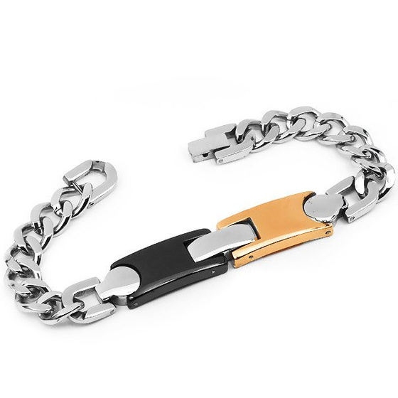 Bransoletka Czarno Złota ze Stali Szlachetnej